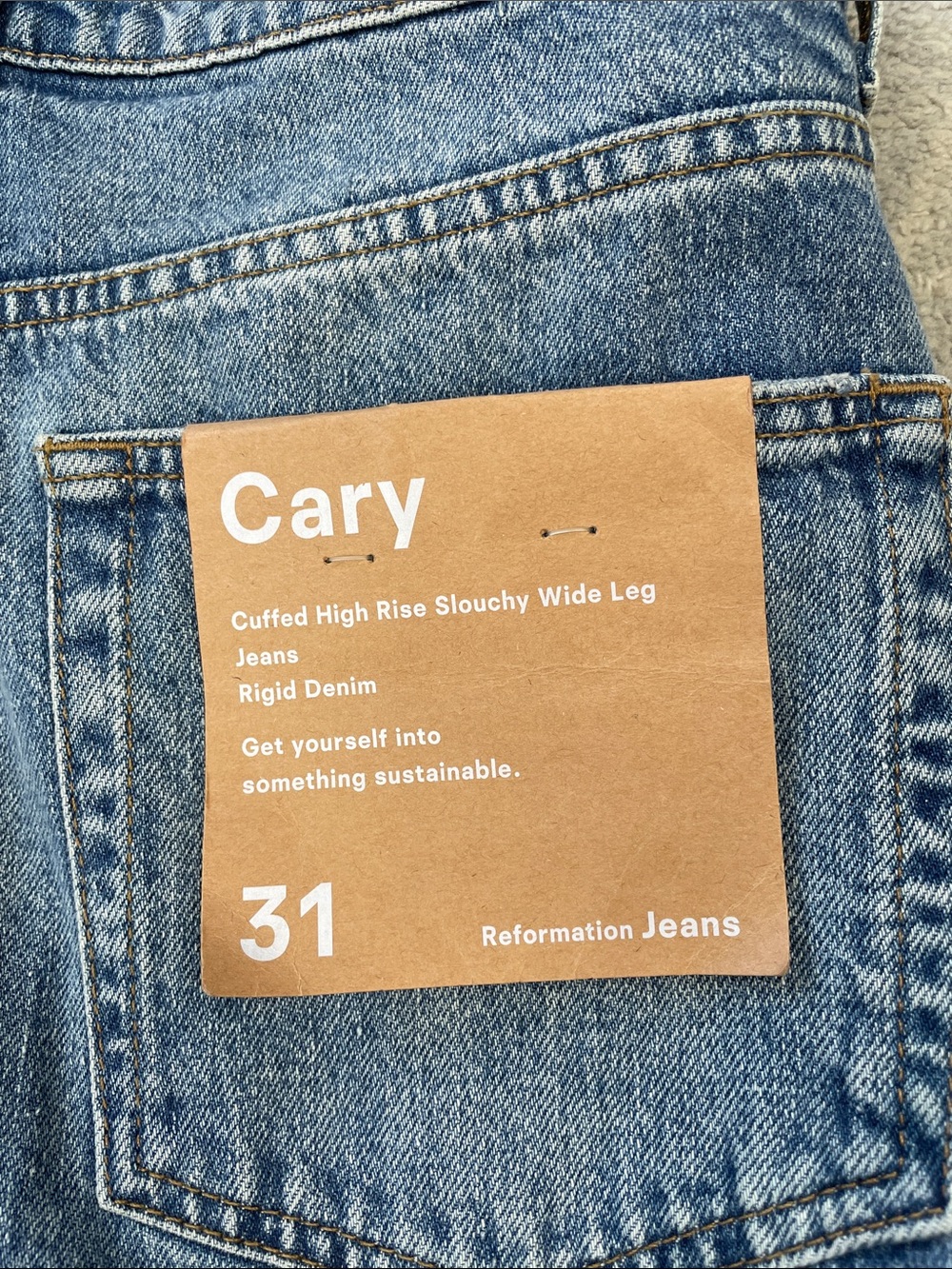 NWT Reformation Jeans Cary Cuffed High Rise Wide Leg Rigid Denver Wash Sz 31 - Picture 12 of 15